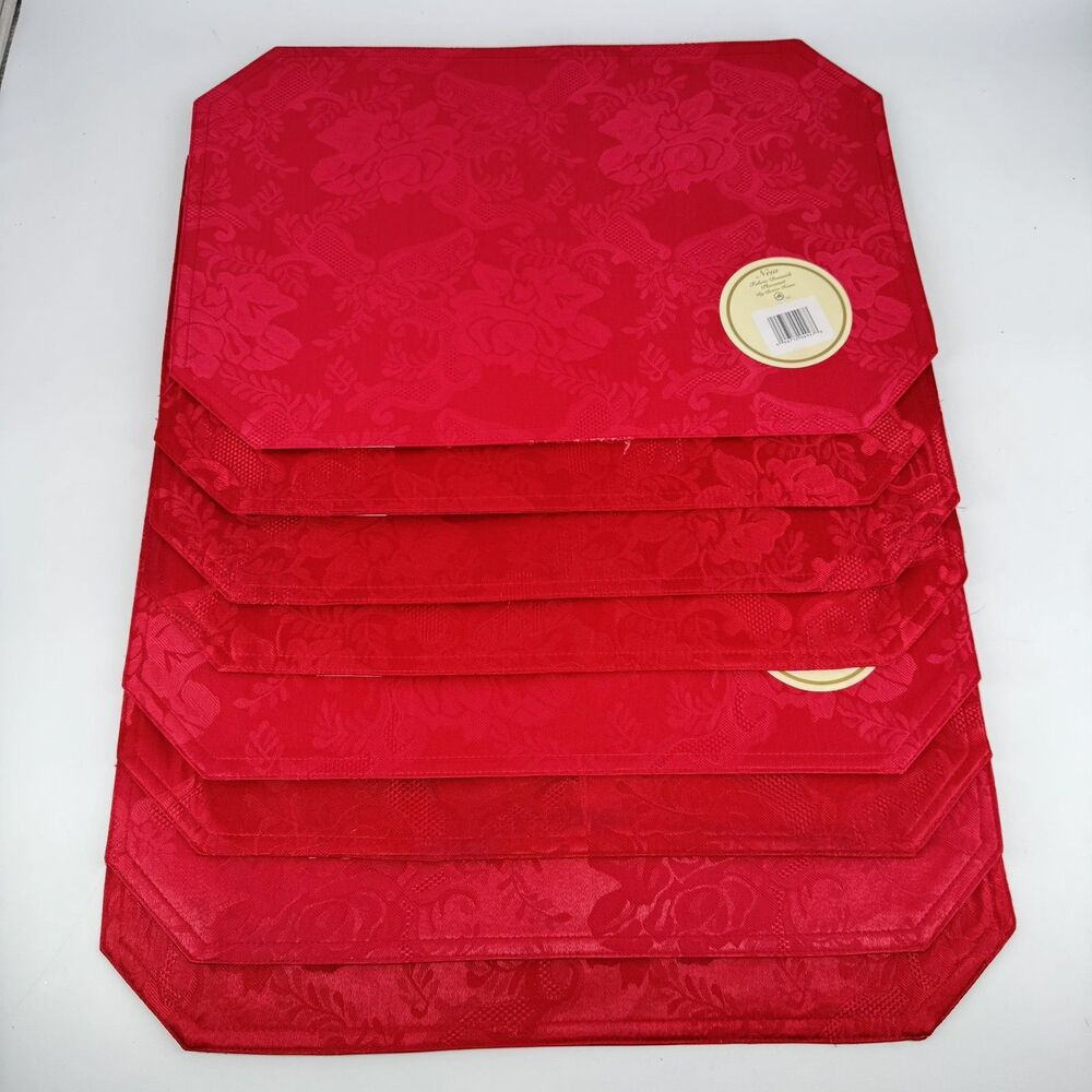 Better Home Red Damask Placemats Set of 8 18x12 Christmas Holiday Table Decor